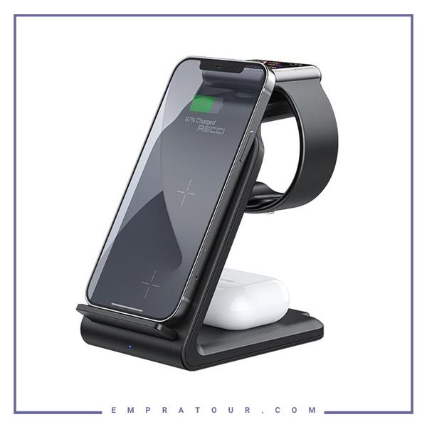 شارژر بی سیم رومیزی مغناطیسی 15 وات رسی Recci RCW-16 4 in 1 magnetic wireless charging